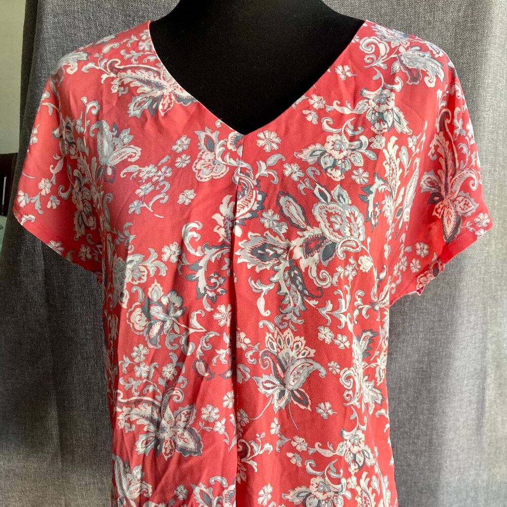 Coral Paisley Mixed Media Blouse